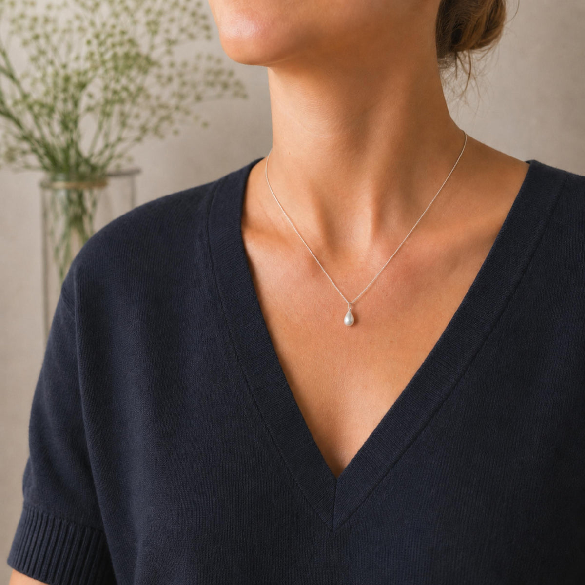 Teardrop Pendant - Kette mit Anhänger - Silber