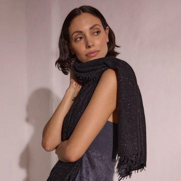 Kaschmirschal Galactic Stars - black