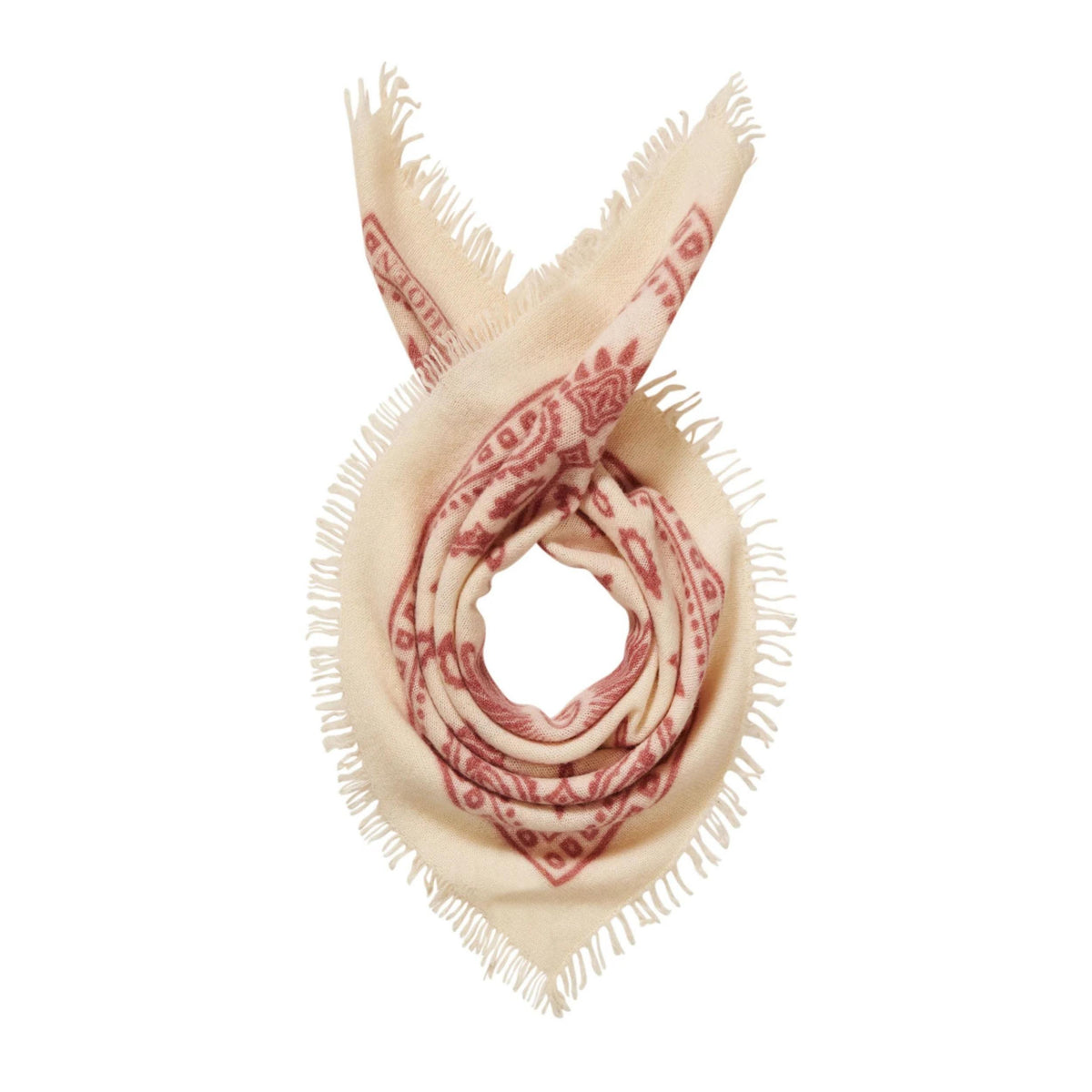 Purschoen Jersey Bandana - Paisley Bloom - White - Rose Dark