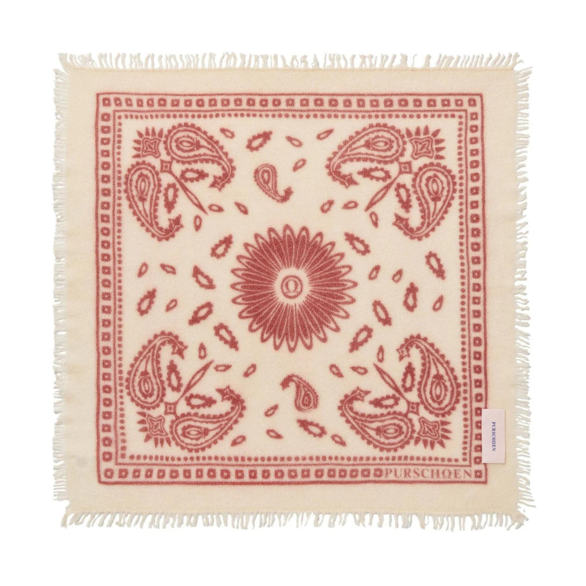 Purschoen Jersey Bandana - Paisley Bloom - White - Rose Dark