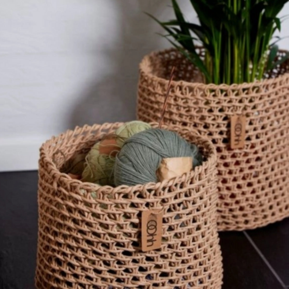 Geflochtener Papierkorb - natur - gross