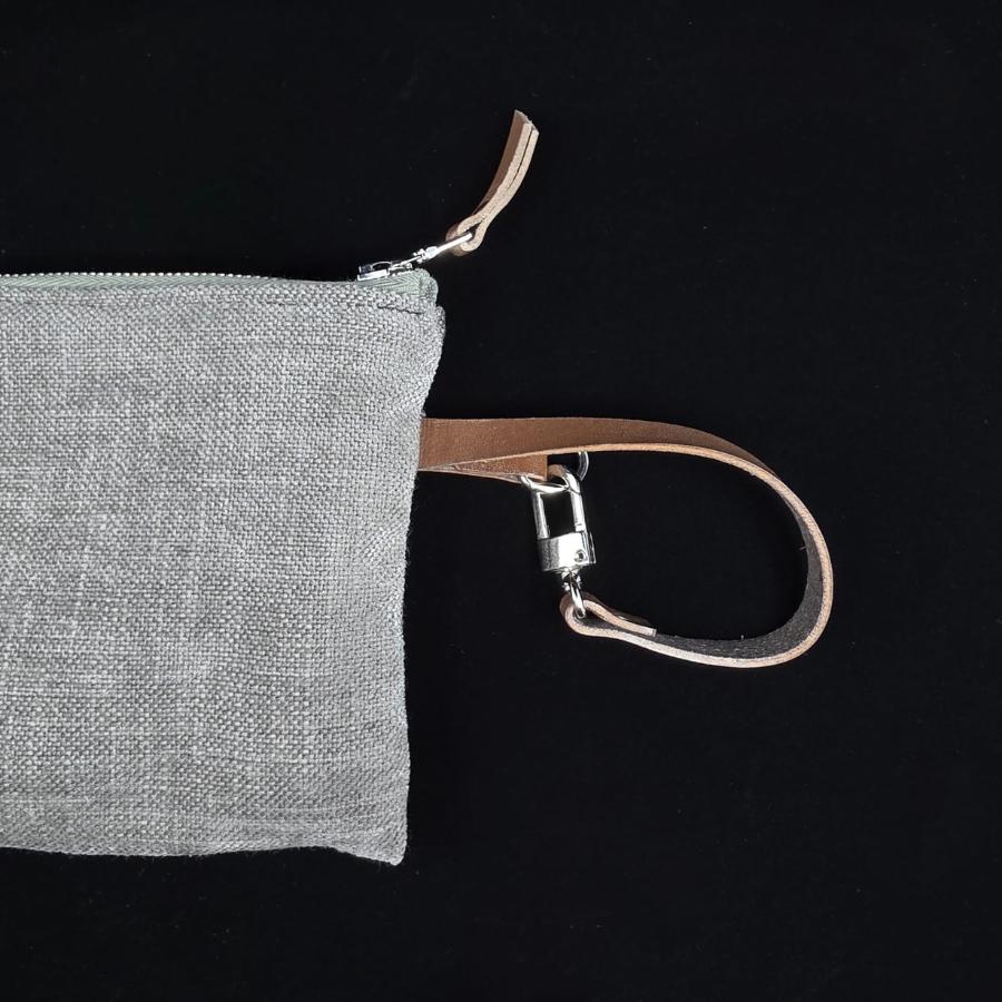 Clutch – Samt - aussen grau - innen petrol