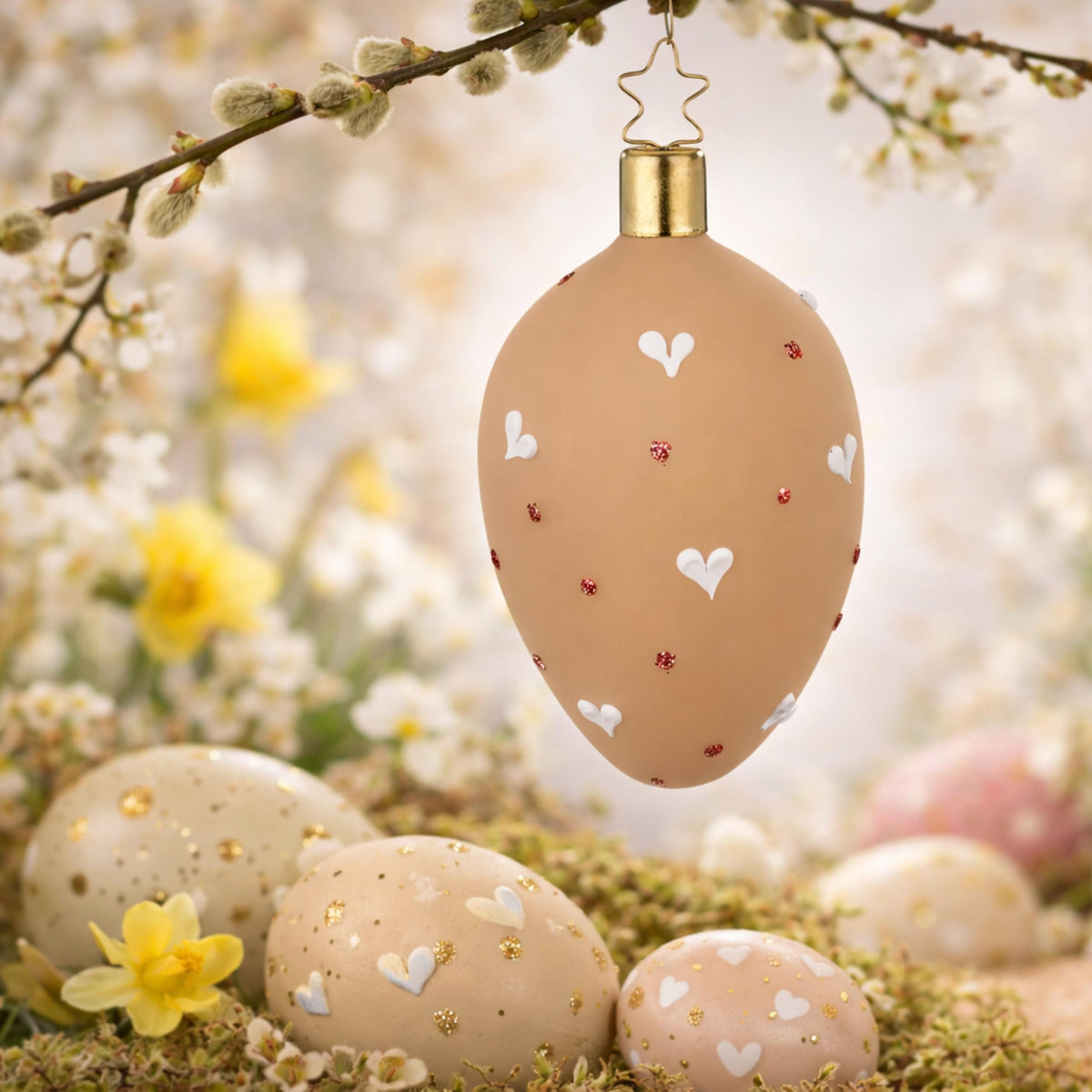 Glasornament Frühlingsliebe - hellbraun