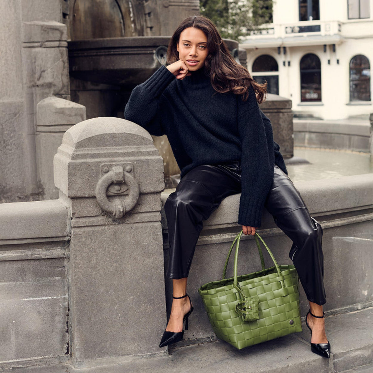 Shopper - Paris - fat strap size S - laurel green
