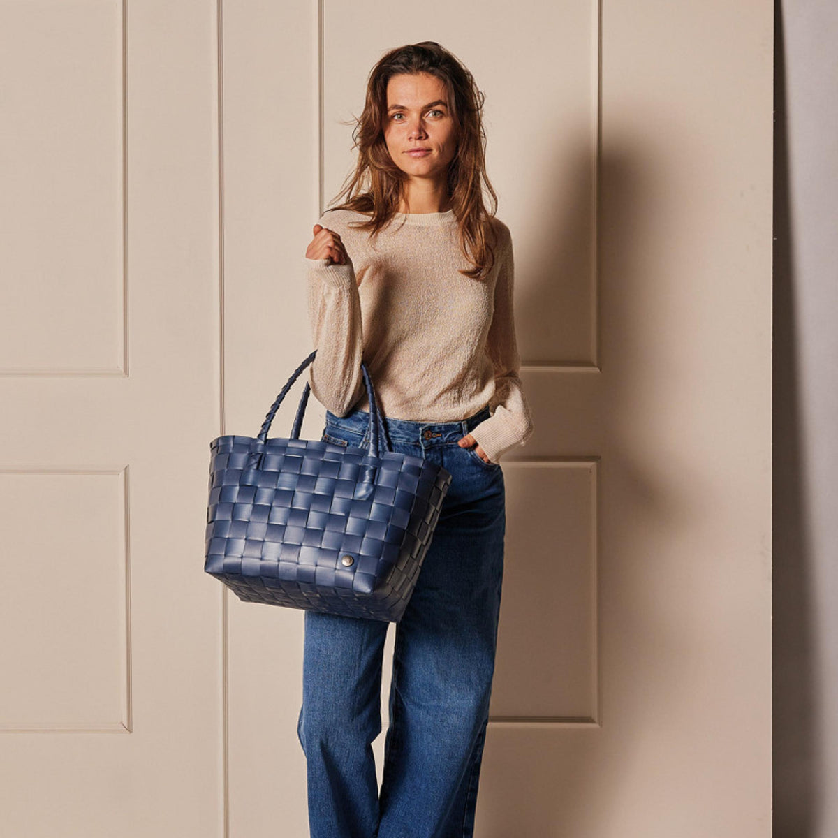Shopper - Paris - fat strap size S - dark blue