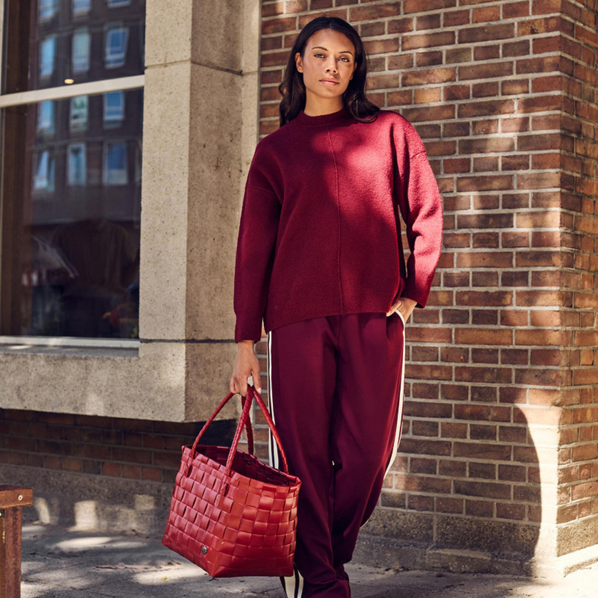 Shopper - Paris - fat strap size S - crimson red