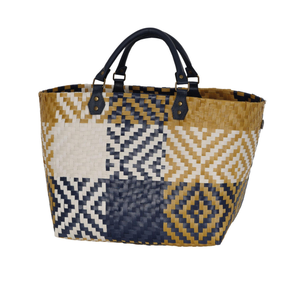 Shopper - Quinn - navy ochre yellow