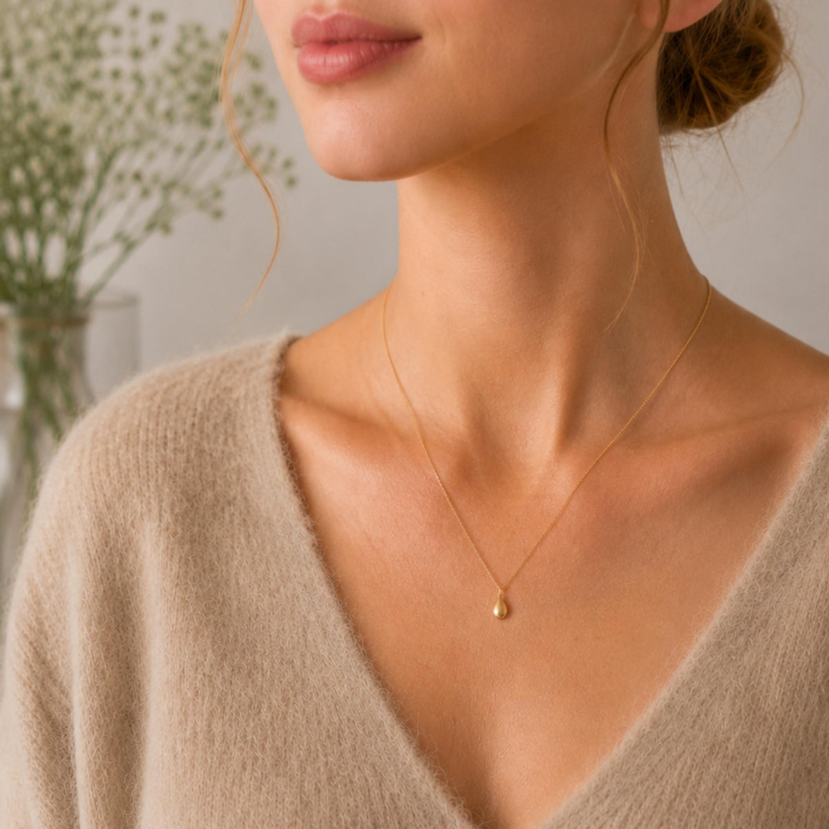 Teardrop Pendant - Halskette mit Anhänger - Gold