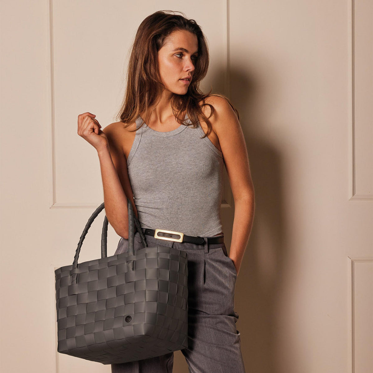 Shopper - Paris - fat strap size S - dark grey