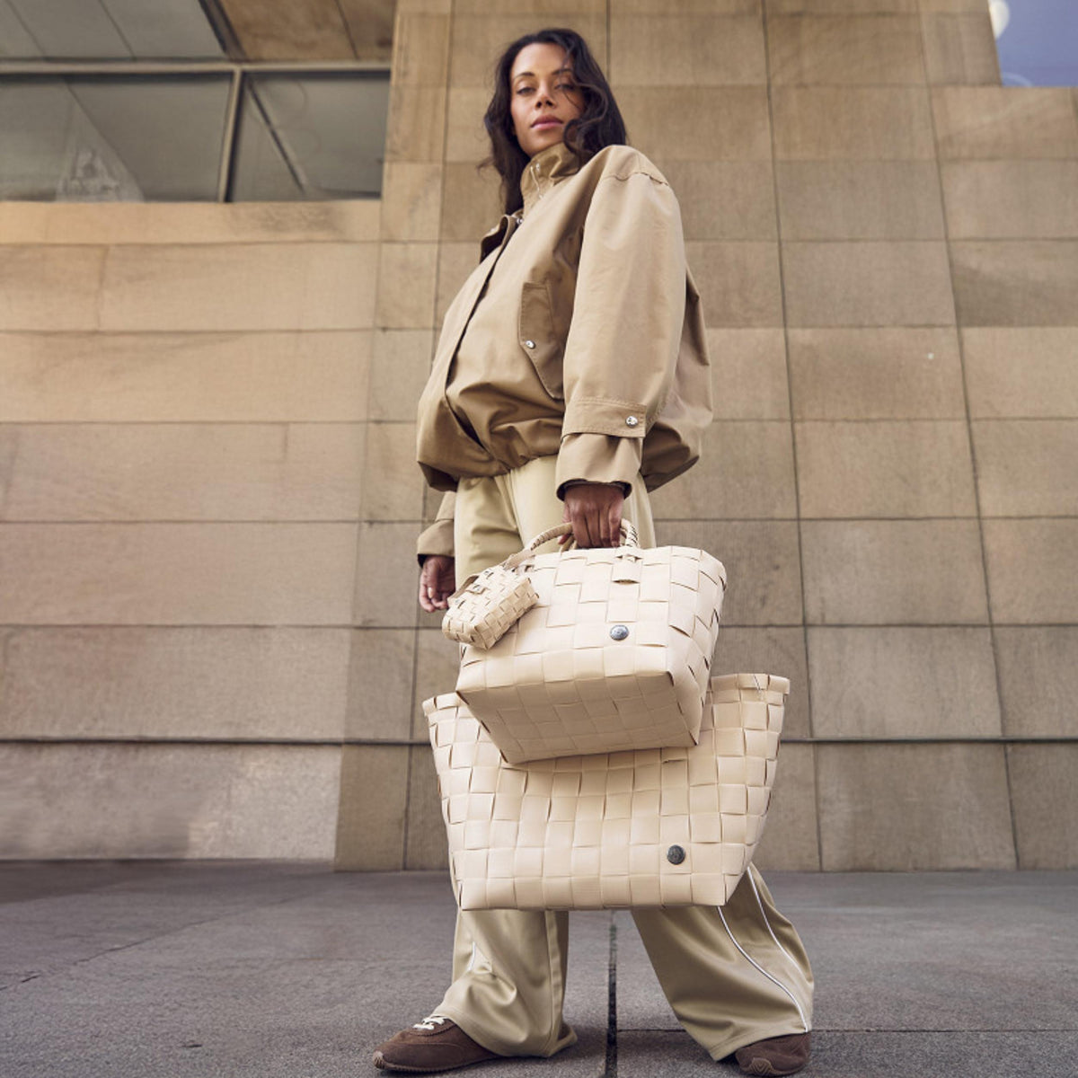Shopper - Paris - fat strap size S - nougat-cream