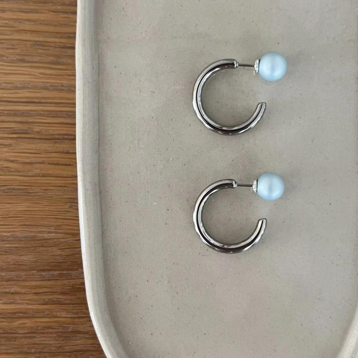Ohrstecker Chunky Hoop &amp; Summer sky pearls