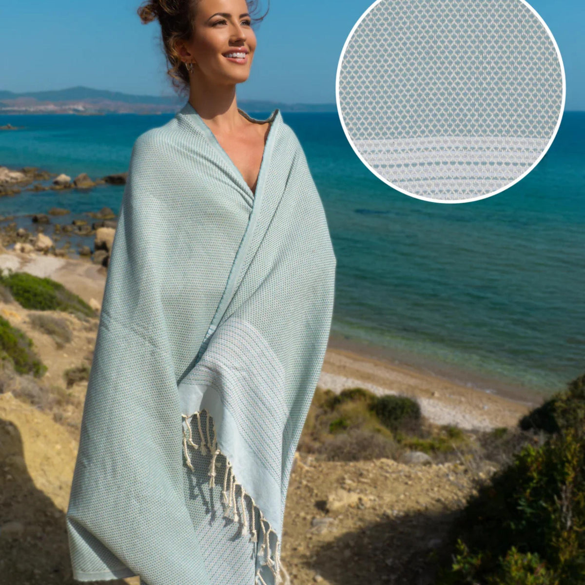 Hamamtuch - Strandtuch Pharao - hellblau
