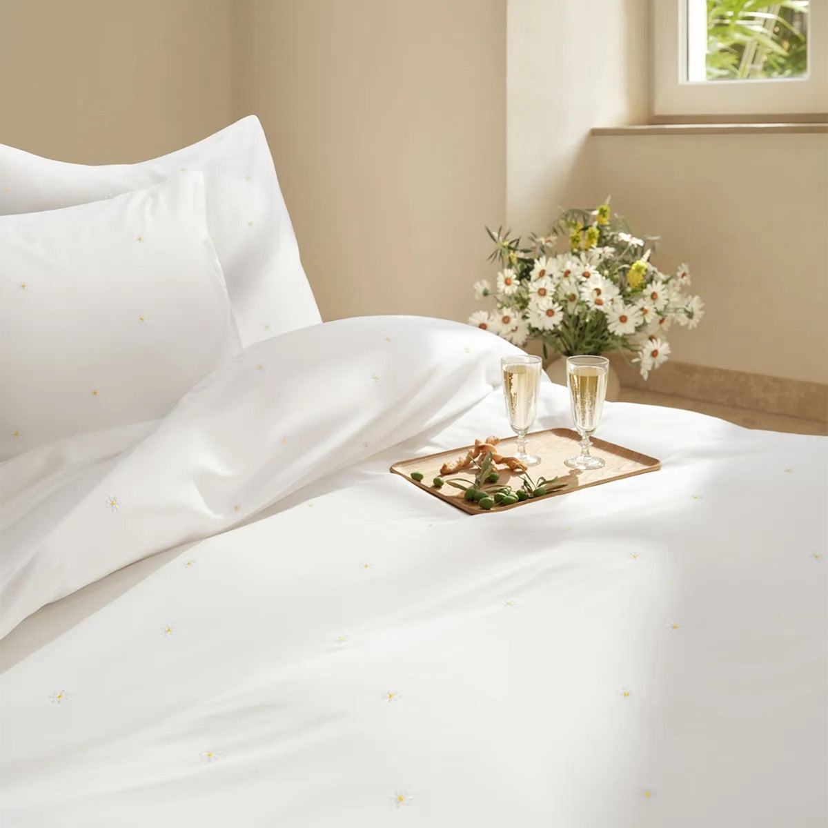 Bettwäsche Satin Daisy - weiss